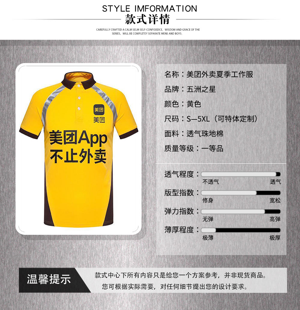 美團(tuán)外賣夏季工作服—款式詳情